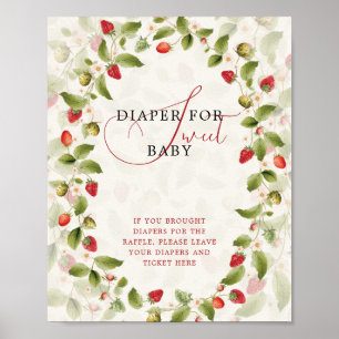 Poster Couronne de fleurs sauvages de fraises douces roug