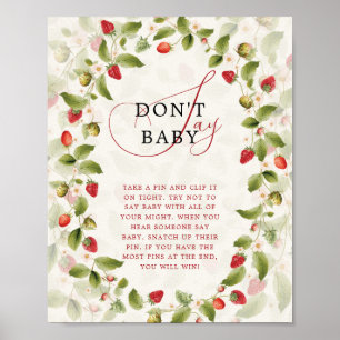 Poster Couronne de fleurs sauvages de fraises douces roug