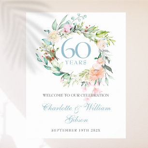 Poster Couronne de roses pour le 60e anniversaire de mari