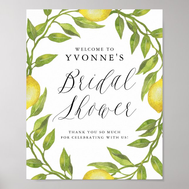 Poster Couronne de verdure au citron, panneau de bienvenu (Devant)