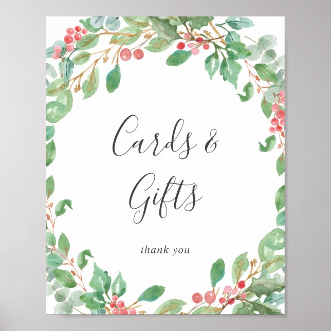 Poster Couronne de verdure de Noël Cartes et panneau de c (Devant)