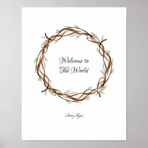 Poster Couronne d'empreintes digitales Baby Shower, Bienv