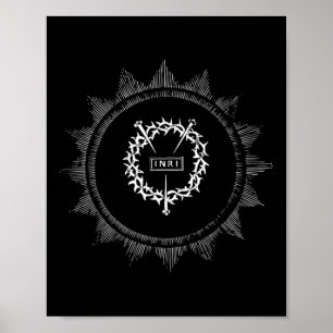 Poster Couronne d'épines Jésus-Christ Inri Pâques Crucifi