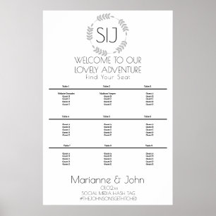 Poster Couronne minimaliste logo mariage plan de table