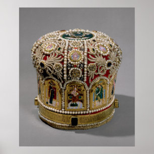 Poster Couronne mitre sertie de perles et précieux
