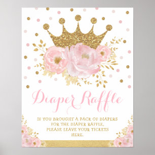 Poster Couronne Princesse Blush Floral Baby Diaper Raffle