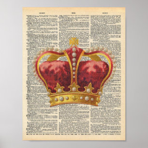 Poster Couronne rouge royale d'or d'art vintage de