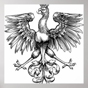 Poster Couronne Vintage polonais Aigle Art Imprimer Affic