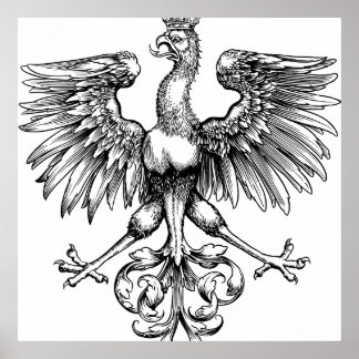 Poster Couronne Vintage polonais Aigle Art Imprimer Affic