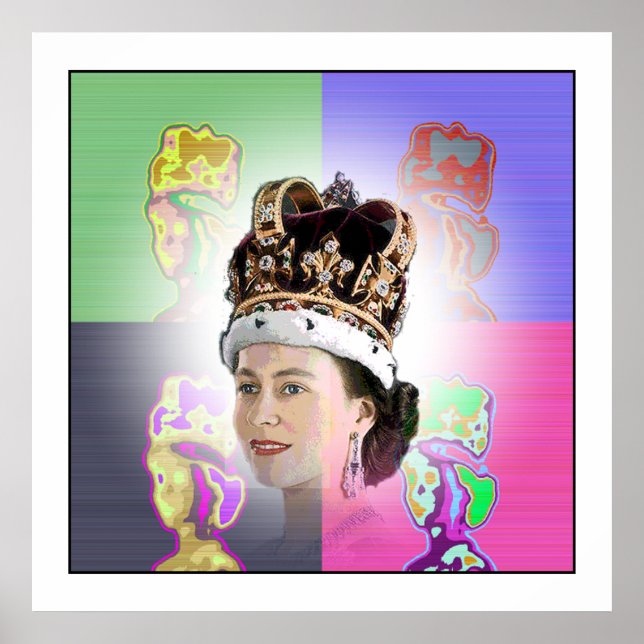 Poster Couronnement d'art pop pour Elizabeth II (Devant)