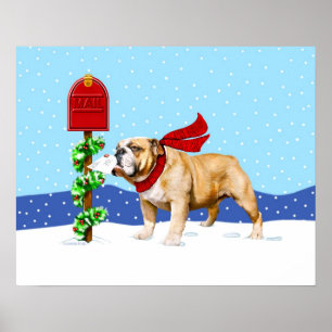 Poster Courrier de vacances de Noël de bouledogue