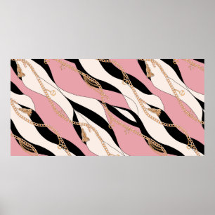 Poster courroie chaînes or illustration motif transparent