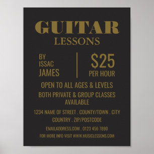 Poster Cours de guitare élégant Publicité