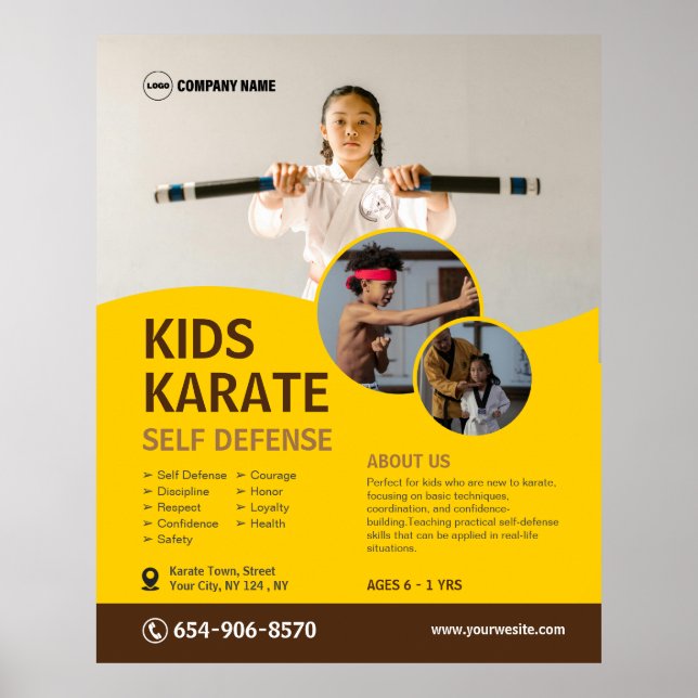 Poster Cours de karaté pour enfants sur mesure (Devant)