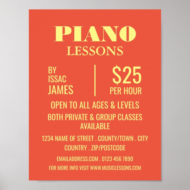 Poster Cours de piano élégant Publicité (Devant)