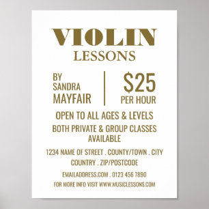 Poster Cours de violon élégant Publicité