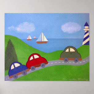 Poster Course À La Regatta - 8x10 Voitures Bateaux Boys K