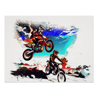 Poster Course à la victoire - Motocrosseurs