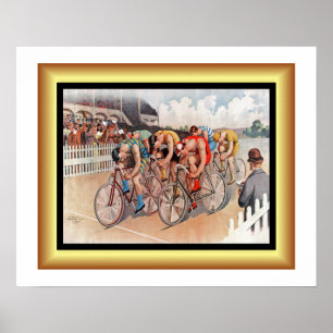 Poster Course à vélo ~ A Peloton Six Cyclistes ~ Paris 18