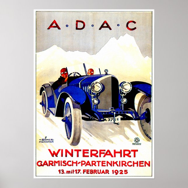 Poster Course automobile allemande ADAC ~ Publicité autom (Devant)