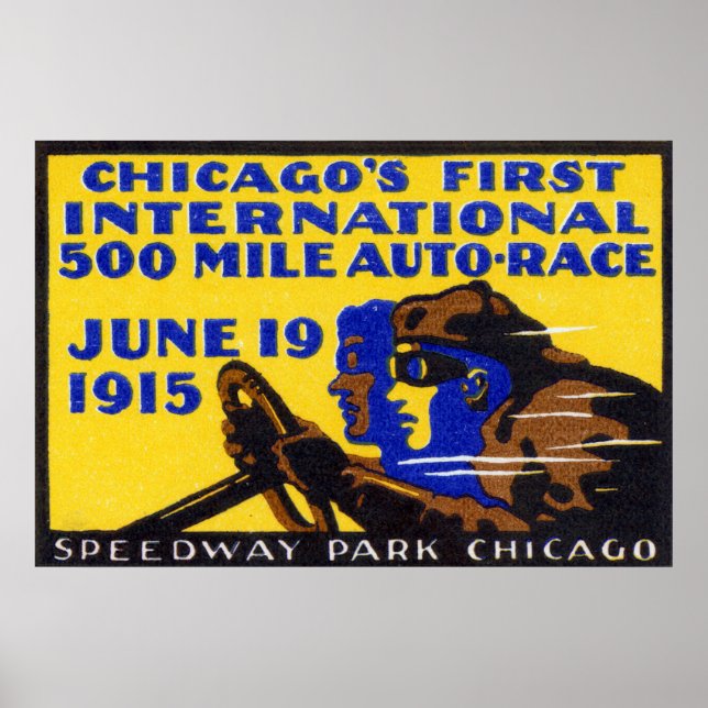 Poster Course automobile de Chicago 1915 (Devant)