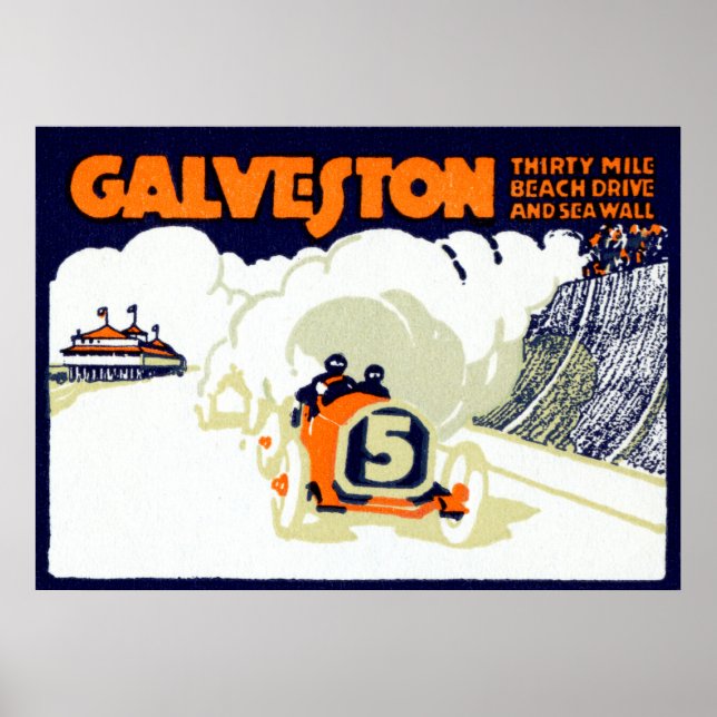 Poster Course automobile Galveston 1920 (Devant)