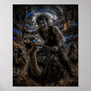 Poster Course d'autruche / Jockey / Audace