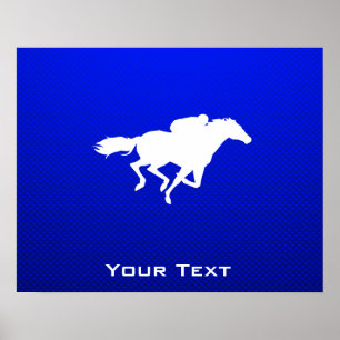 Poster Course de chevaux bleus