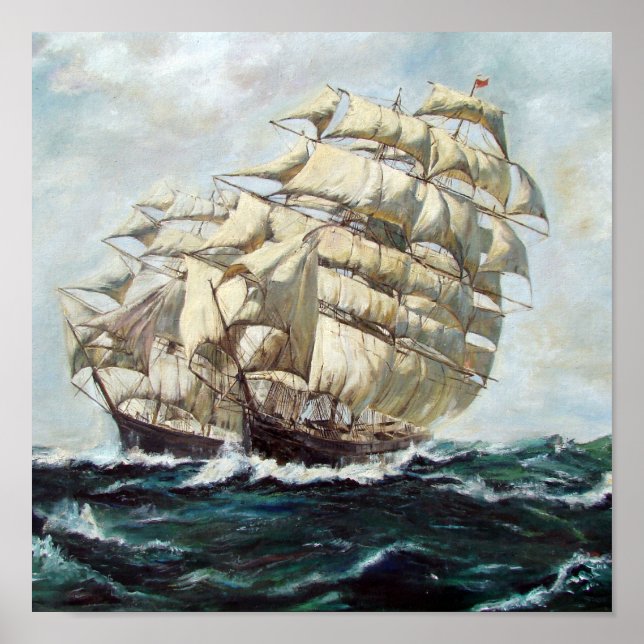 Poster Course de frégates de voile (Devant)