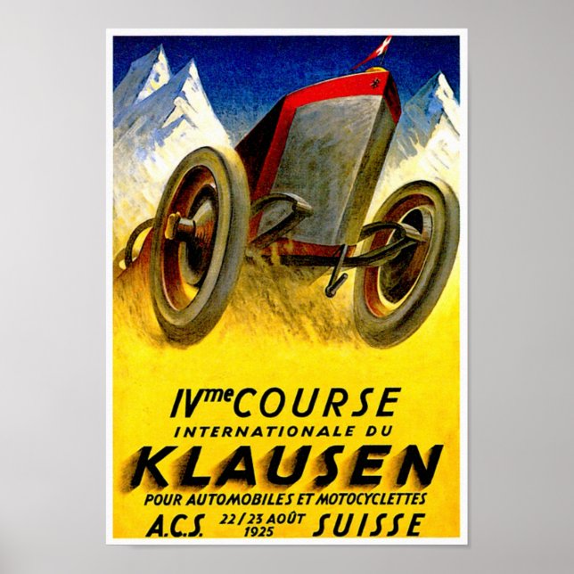 Poster Course de Klausen ~ Annonce automobile Vintage (Devant)