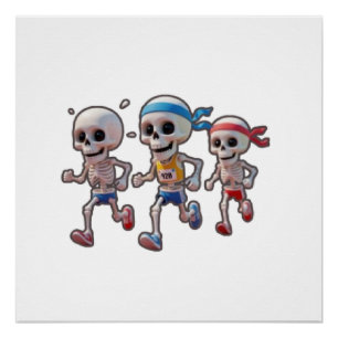 Poster “Course de squelette de dessin animé 3D • Squelett