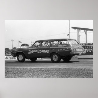 Poster Course de traîneau vintage - Dodge 330 Wagon 1964