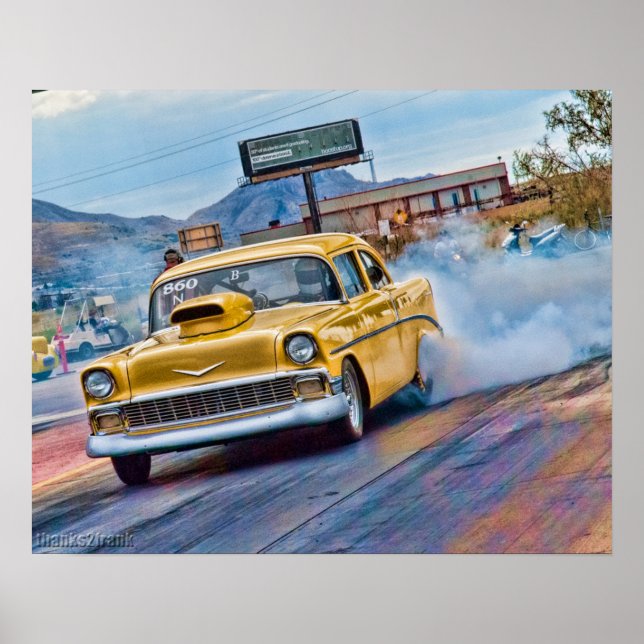 Poster Course de traînée aérienne à chevy en 1955 (Devant)