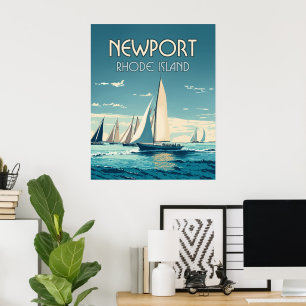 Poster Course de yacht de Newport Rhode Island Vintage