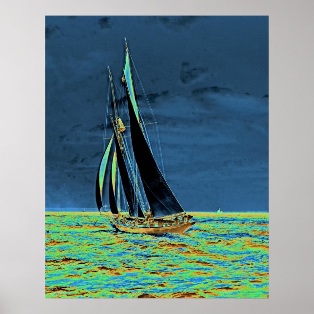 Poster Course de yacht 'Idler' pour la Coupe d'Amérique 1 (Devant)
