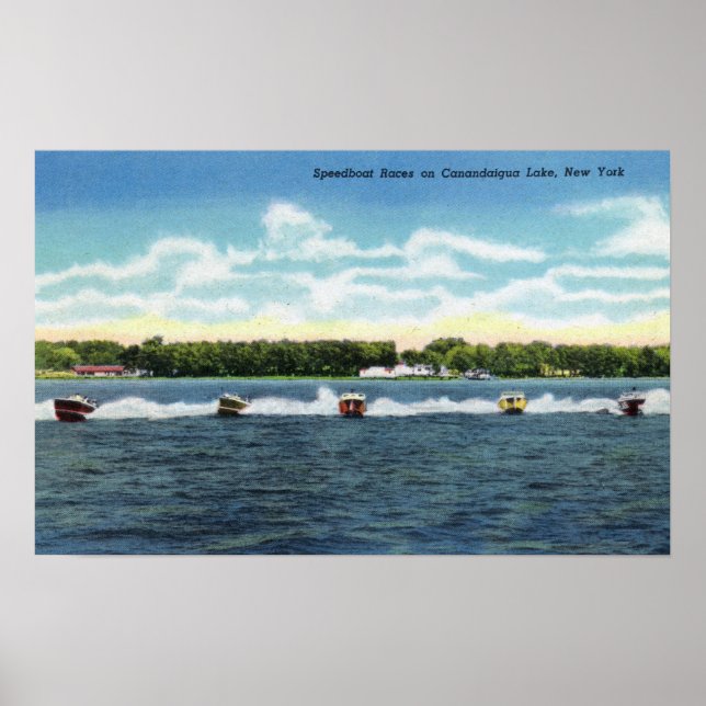 Poster Course en Speedboat sur le lac (Devant)