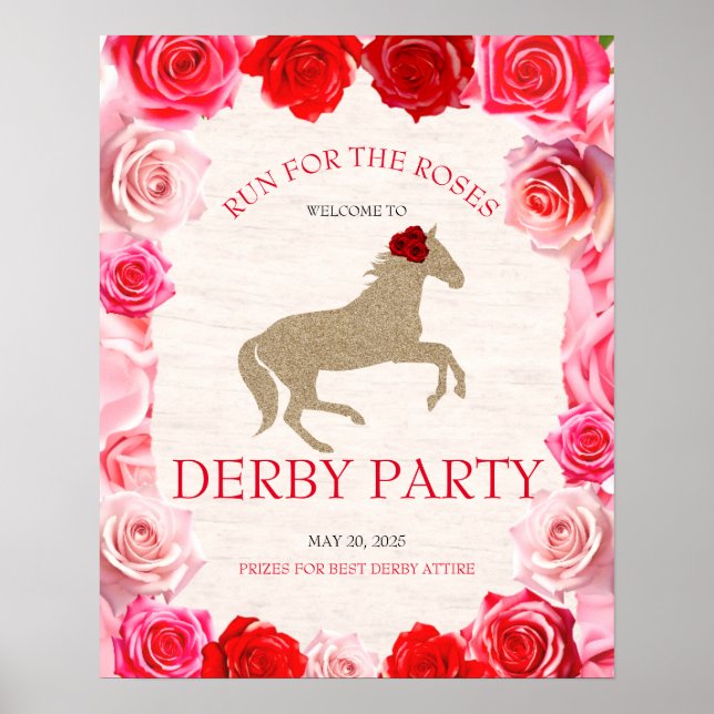 Poster Course pour l'accueil du Derby Party Rose (Devant)