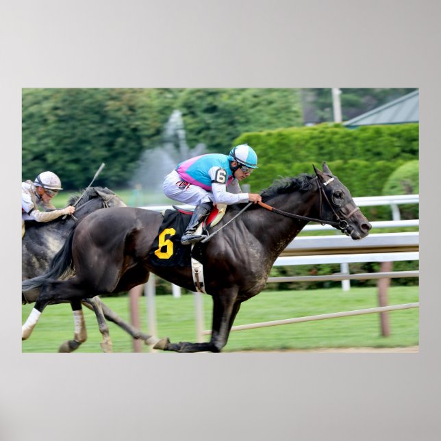 Poster Course Saratoga - Big Bobby & jockey Junior Alvara (Devant)