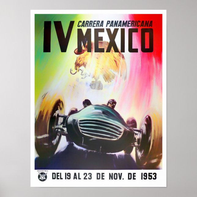 Poster Course vintage Carrera Panamericana 1953 (Devant)