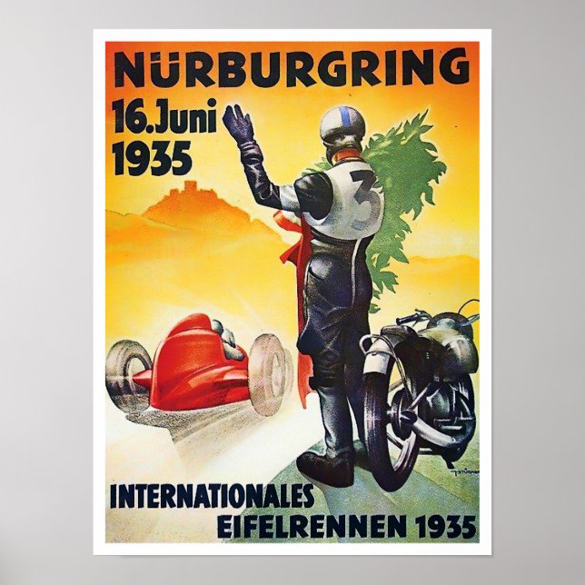 Poster Course vintage de Nurburgring 1935 (Devant)