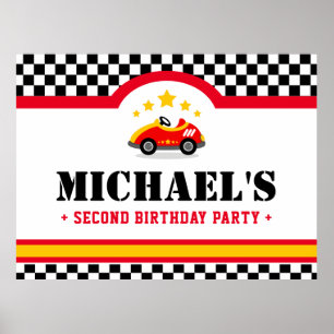 Poster Course voiture anniversaire fête dessert table arr