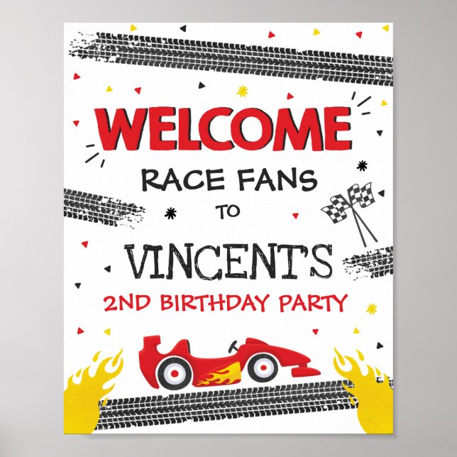 Poster Course Voiture Anniversaire Fête Deux Anniversaire (Devant)
