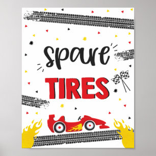 Poster Course Voiture Anniversaire Fête Deux Pneus De Rec
