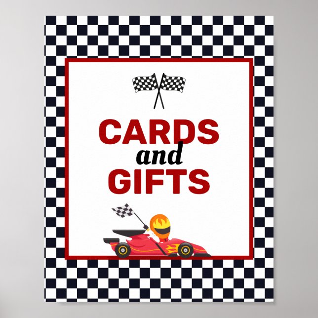 Poster Course Voiture de course Garçon Anniversaire Carte (Devant)