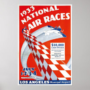 Poster Courses aériennes nationales, 1933. Publicité anci