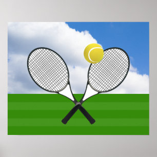 Poster court de tennis et RACKETS DE TENNIS