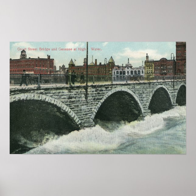 Poster Court Street Bridge et Genesee à High Water (Devant)