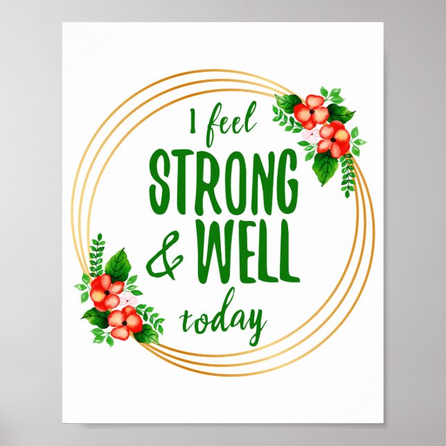 Poster courtes affirmations sur la force et le bien-être (Devant)