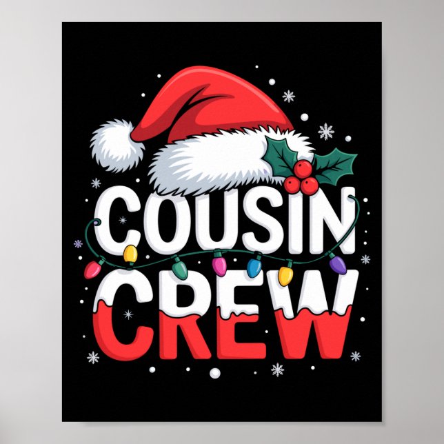 Poster Cousin Crew Christmas Reindeer Antlers Hat Lights  (Devant)