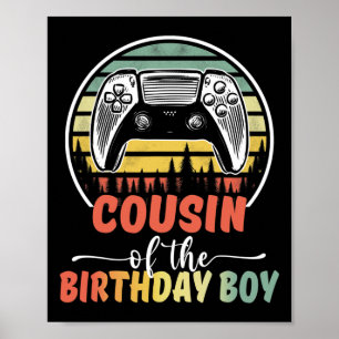 Poster Cousin Du Joueur Vidéo Enfant Anniversaire Corresp